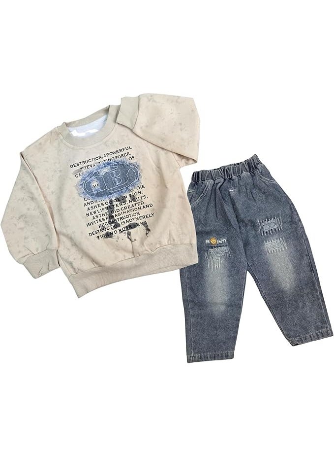 MINIIMODZ Minii Modz Denim Pant & Full Sleeve Shirt Top Set for Boys | Ethnic Inspired Clothes | Pant Top Set for Boy | Best Gift for Diwali & Festivals - Image 1